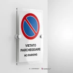 Cartello vietato parcheggiare con testo mod. verticale