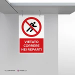 Cartello vietato correre con testo mod. verticale