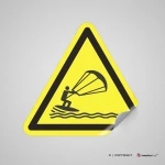 Cartello di pericolo attenzione kite surfing W062