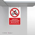 Cartello vietato appoggiare biciclette con testo mod. verticale