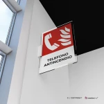 Cartello telefono antincendio con testo mod. verticale