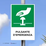 Cartello pulsante d'emergenza con testo mod. verticale