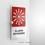 Cartello allarme antincendio con testo mod. verticale