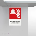 Cartello attrezzatura antincendio con testo mod. verticale