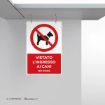 Vietato l'ingresso ai cani con testo mod. verticale
